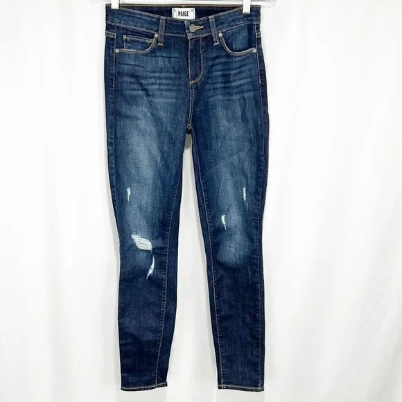 NWOT PAIGE “Hoxton Ankle” Heidi Deconstructed Jeans size 27